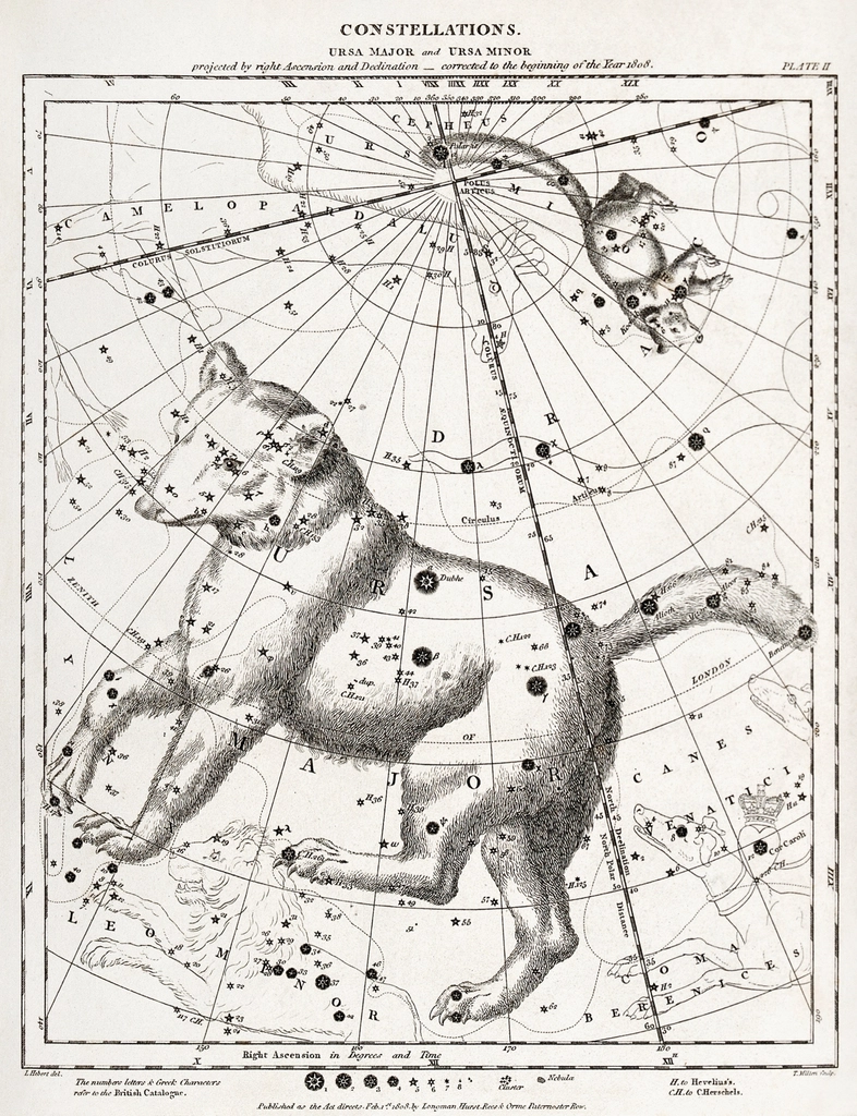 Astronomy: chart constellations Great Bear